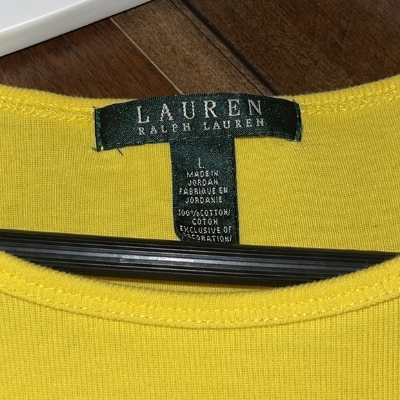 Lauren Ralph Lauren Yellow signature Logo Long Sleeve Crew T Shirt Sz. L - Picture 6 of 6